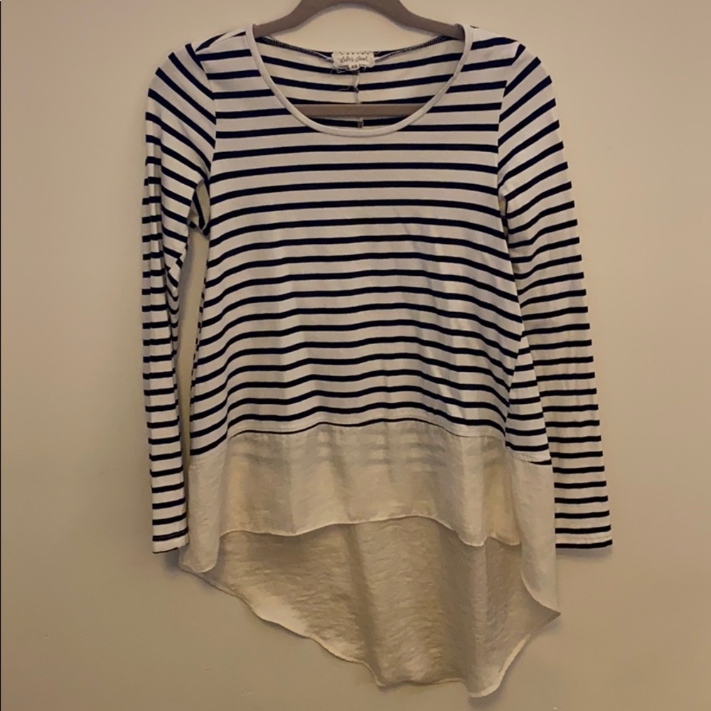 Athropologie Stripped Long Sleeve w Silky Layer